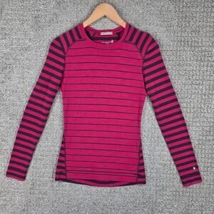 Smartwool Long Sleeve Striped Crew - Magenta and Black
